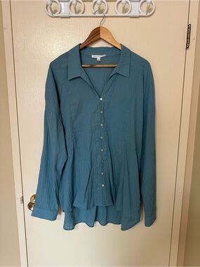 2 for 15 Jane and Delancey Teal Button-Front Blouse